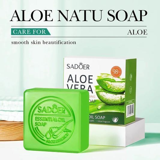 SADOER Aloe Vera Natural Cleansing Soap - Gentle After-Sun Skin Care