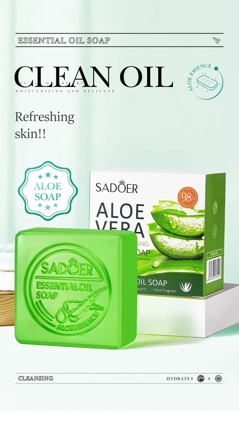 SADOER Aloe Vera Natural Cleansing Soap - Gentle After-Sun Skin Care