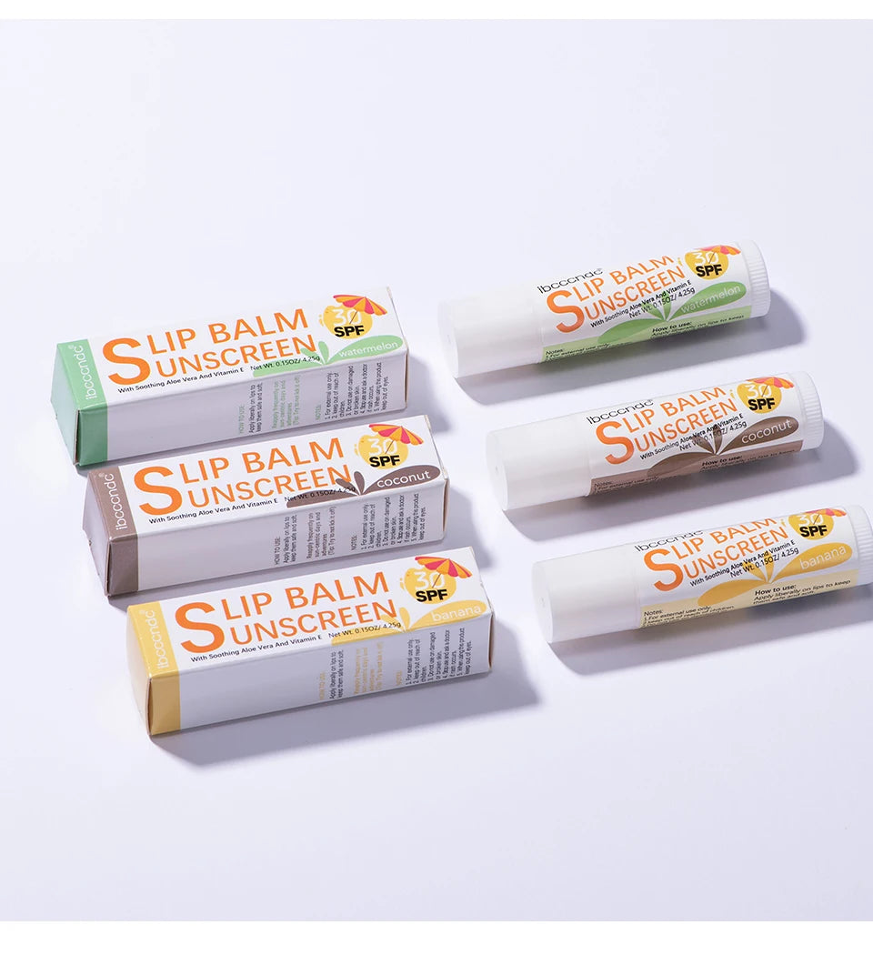 1 Piece Sunscreen Lip Balm SPF 30 UVA Protection Lips Moisturizer Watermelon Coconut Banana Flavor Colorless Lipstick Sun Care