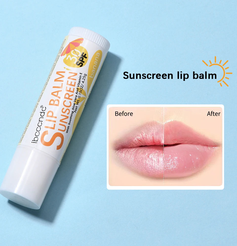 1 Piece Sunscreen Lip Balm SPF 30 UVA Protection Lips Moisturizer Watermelon Coconut Banana Flavor Colorless Lipstick Sun Care