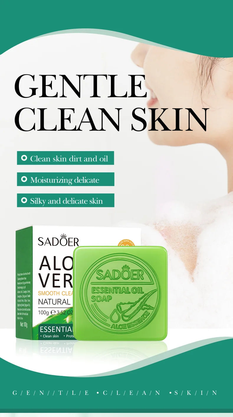 SADOER Aloe Vera Natural Cleansing Soap - Gentle After-Sun Skin Care