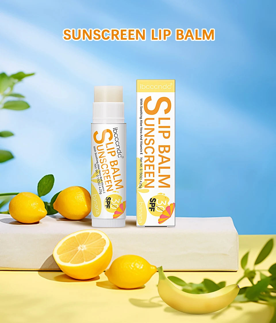 1 Piece Sunscreen Lip Balm SPF 30 UVA Protection Lips Moisturizer Watermelon Coconut Banana Flavor Colorless Lipstick Sun Care
